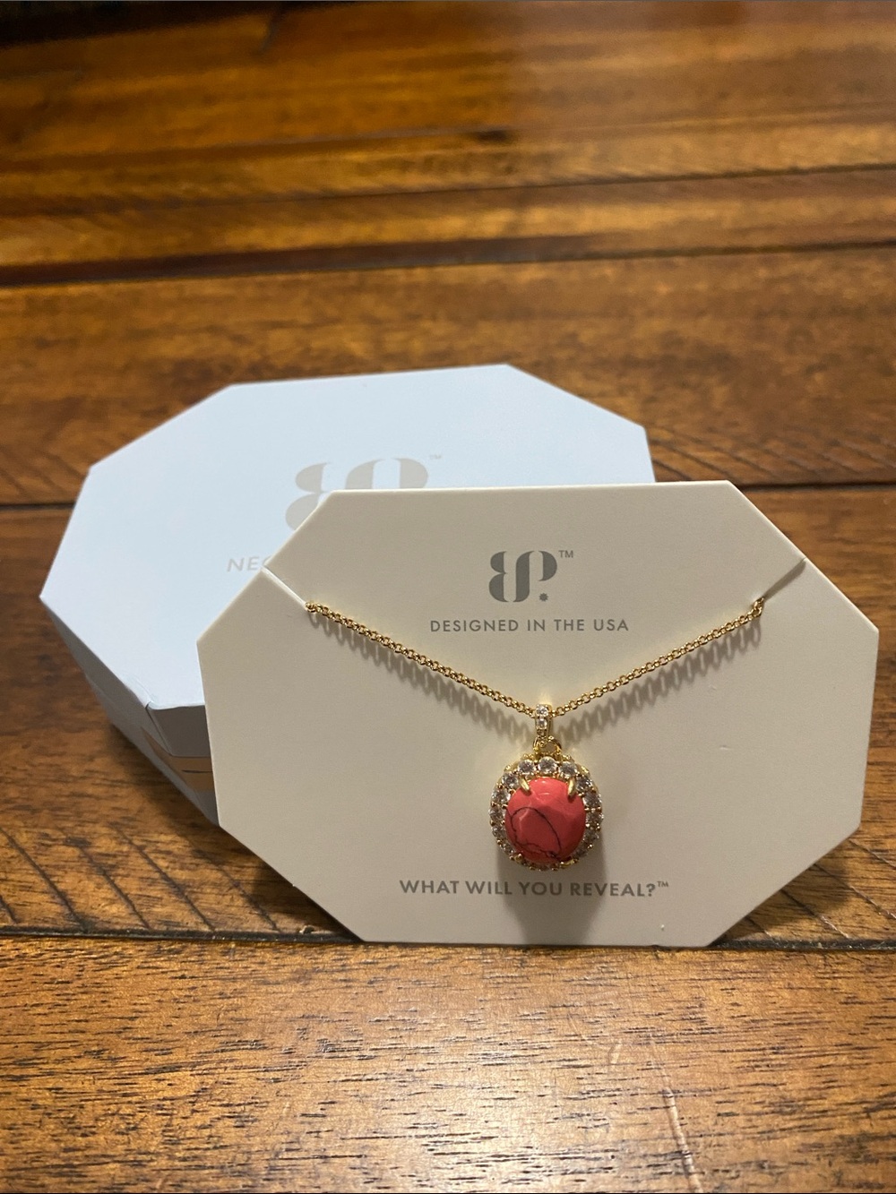Bomb Party OG Originals Necklace - 2424 Red Coral Magnesite Gold Plating